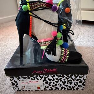 Anne Michelle Black High Heel Sandals